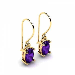 Yellow gold earrings with natural rubies 1,00ct  (1)