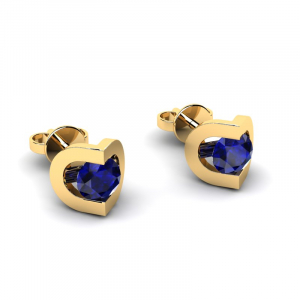 Yellow gold sapphire earrings 0,66ct 