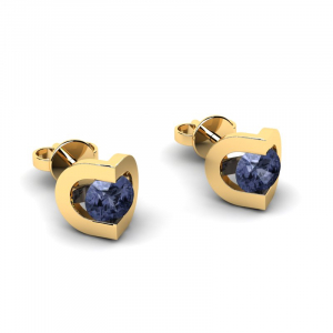 Gold earrings with natural tanzanite 0,60ct