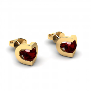 14k gold earrings with natural garnets 0,70ct