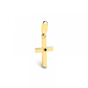 Krzyż złoty z czarną cyrkonią 