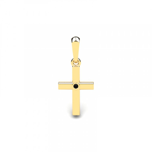 Krzyż złoty z czarną cyrkonią 14kr