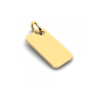 Gold sheet pendant at chain fastening