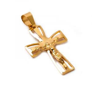 Krzyż złoty z panem jezusem komunia 14kr