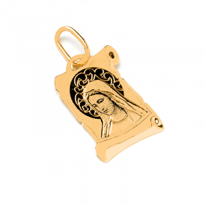 14k gold papyrus religious pendant with Our Lady 