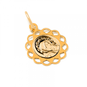 Tiny 14k gold medal pendant with Our Lady