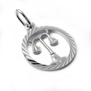 Silver zodiac pendant with libra