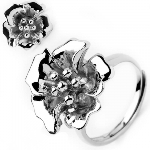 Pierścionek srebrny błyszczący kwiat