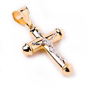 Duży krzyż złoty dwukolorwy 14karatowy 6cm 