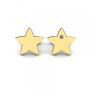 Gold star earrings with zirconia to engrave