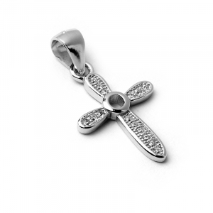 Silver cross with zirconias from producer for gift