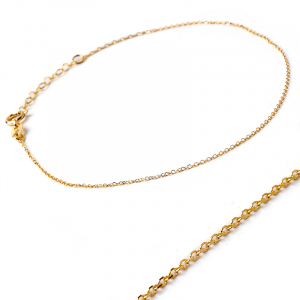 Gold bracelet cable chain with extension 17-19 cm