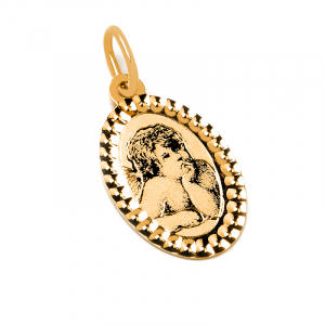 Klasyczny medalik złoty z aniołkiem 14kr grawer